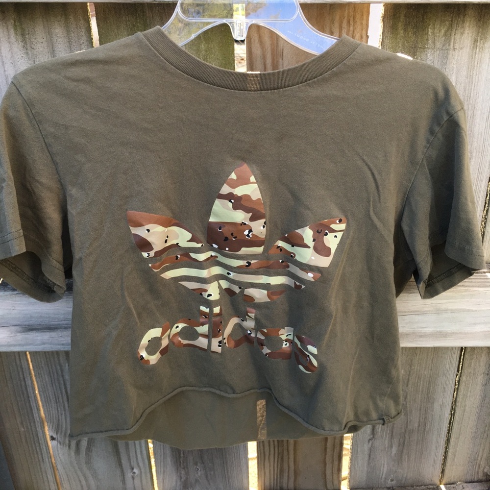 RARE adidas army print cropped top